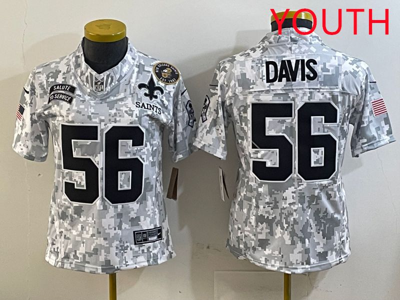Youth New Orleans Saints #56 Davis Camo Nike Olive Salute To Service Limited NFL Jersey style 3->youth nfl jersey->Youth Jersey